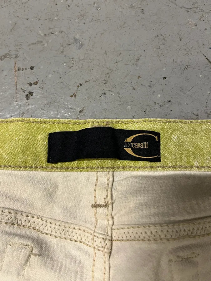 SS2004 Cavalli Green Vitality Faded White Pants zMUQXQA 7