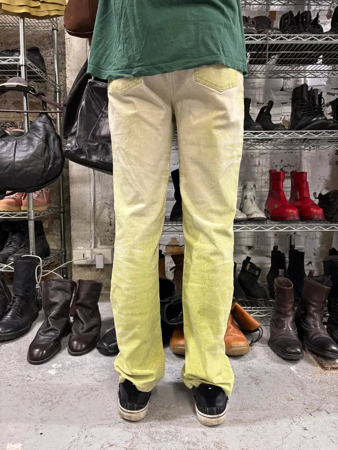 SS2004 Cavalli Green Vitality Faded White Pants zMUQXQA 3