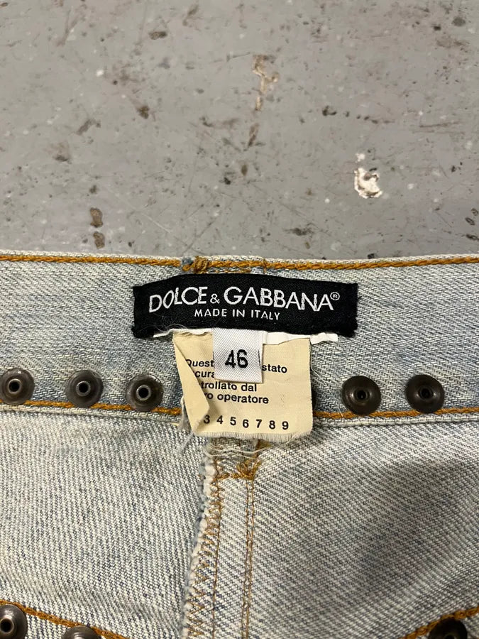 SS2006 Dolce & Gabbana Blue Embroidered Honolulu Denim Embellished Jeans (M) TzqVKCE 8
