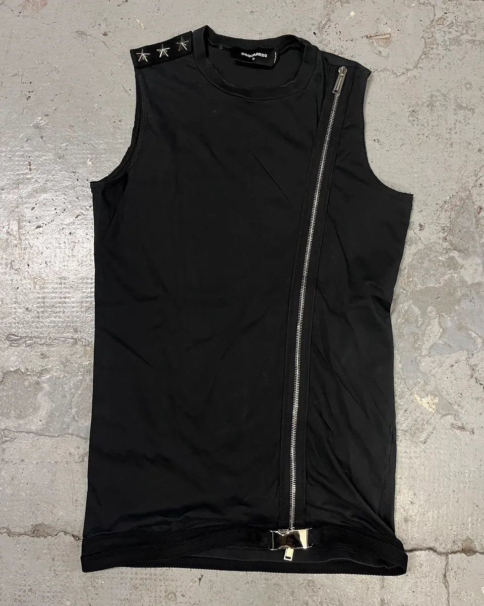 AW2016 Dsquared2 Zip Army Star Black Tank Top (M) tjNpbOe 0