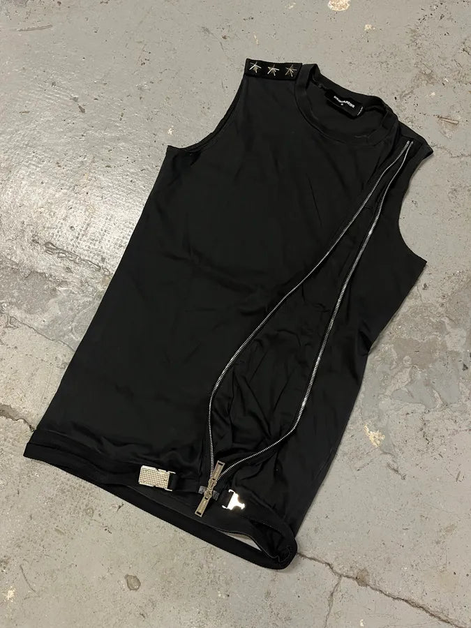 AW2016 Dsquared2 Zip Army Star Black Tank Top (M) tjNpbOe 3