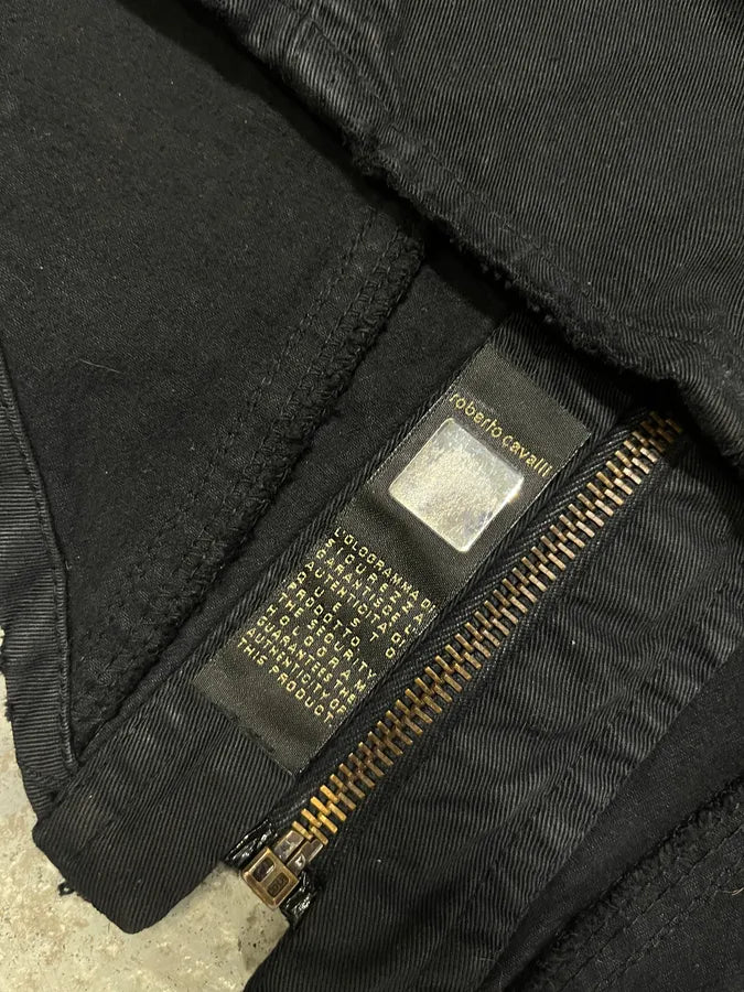 2000s Cavalli Black Denim Distressed Vest  (S) Yyclnpv 8