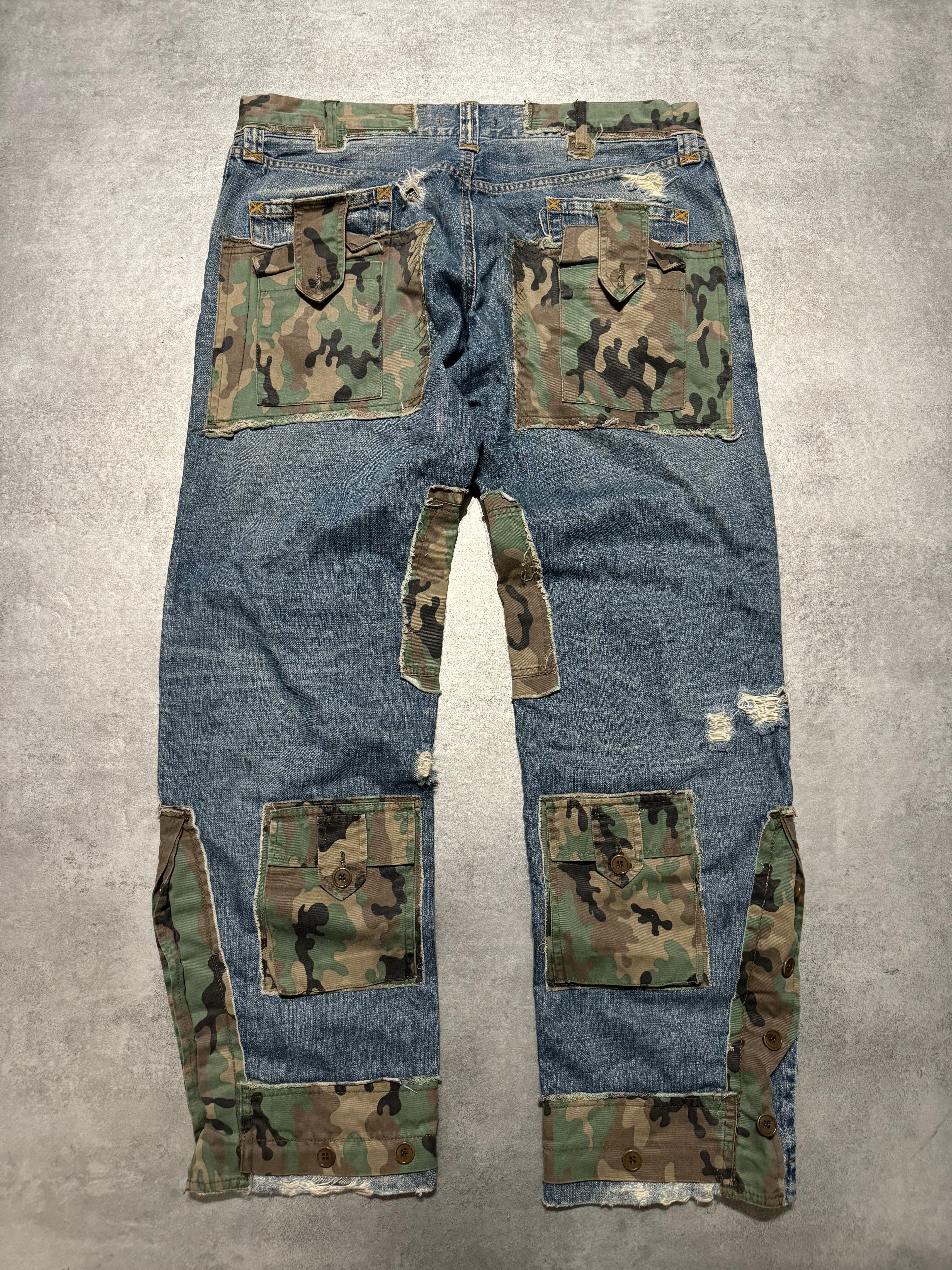 FW2005 Dolce & Gabbana Hybride Camo Multi Pockets Rebel Denim Jeans (XL) - 3