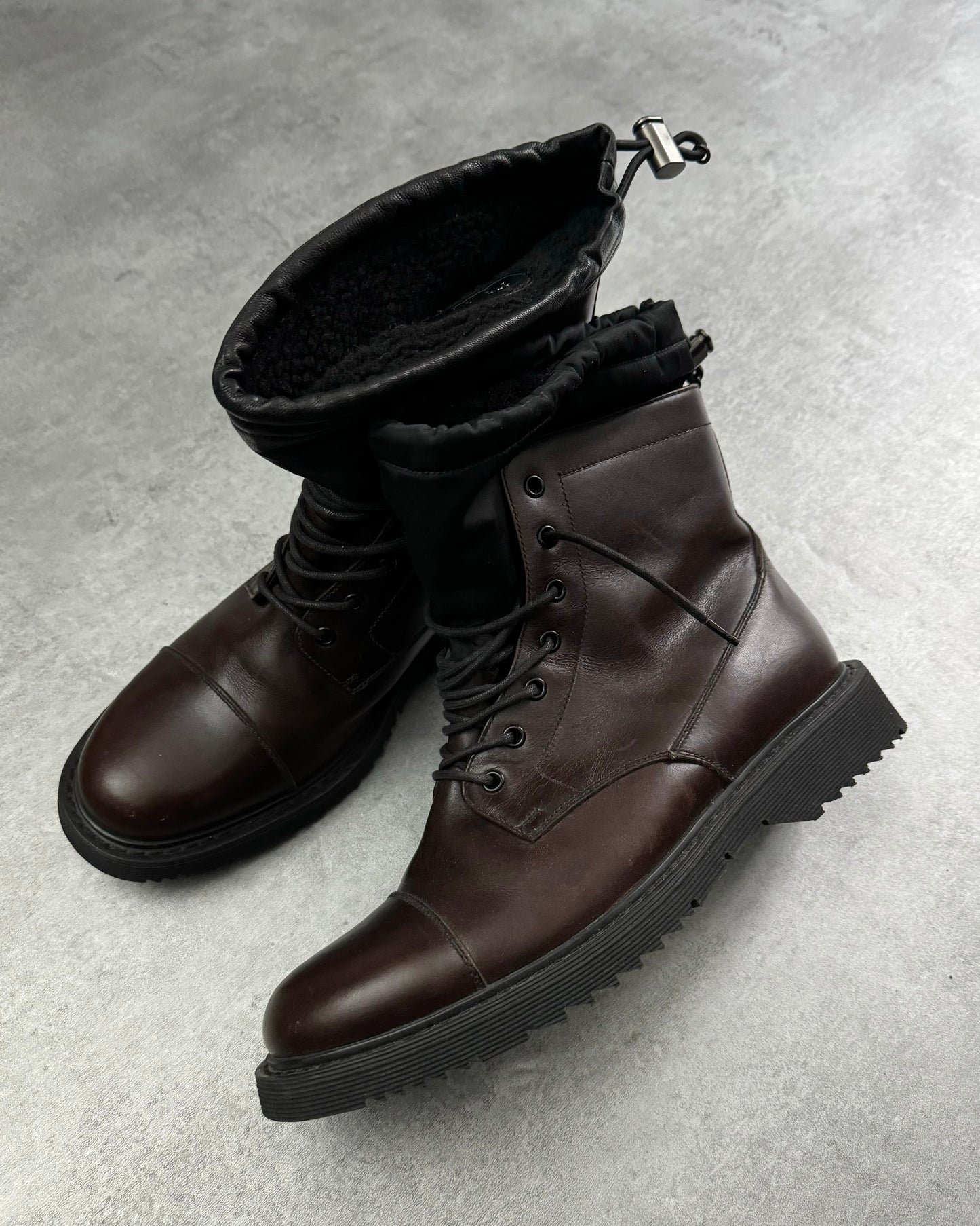 2000s Prada High Ski Hybride Cozy Leather Boots (44) - 2