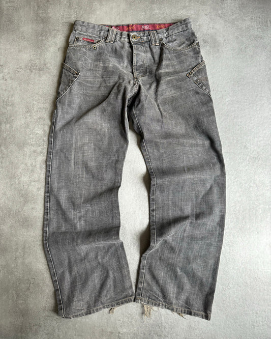 AW2003 Dolce & Gabbana Grey Eroded Denim Jeans (L) - 1