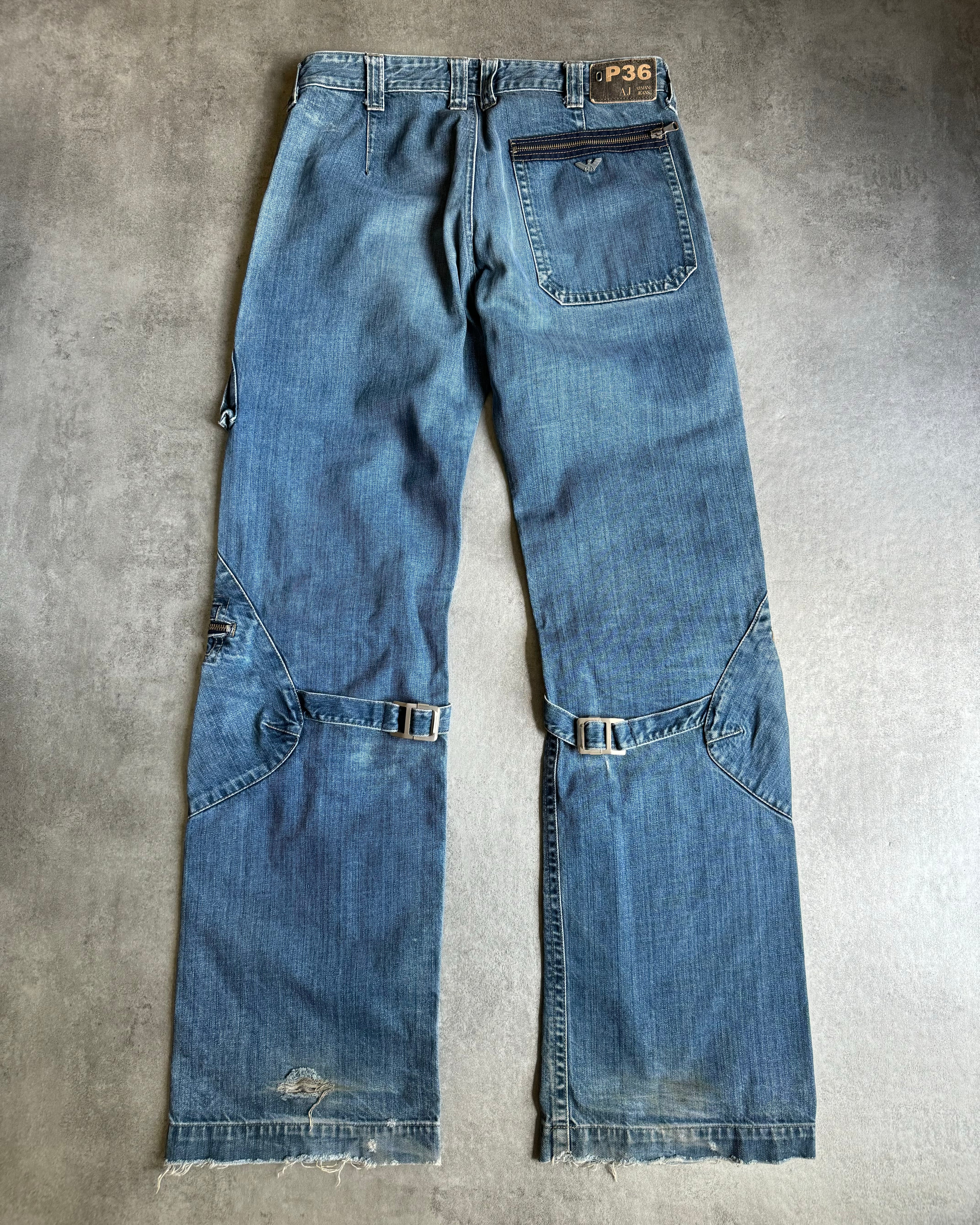 2000s Armani Bondage Cargo Denim Jeans (M) - 2