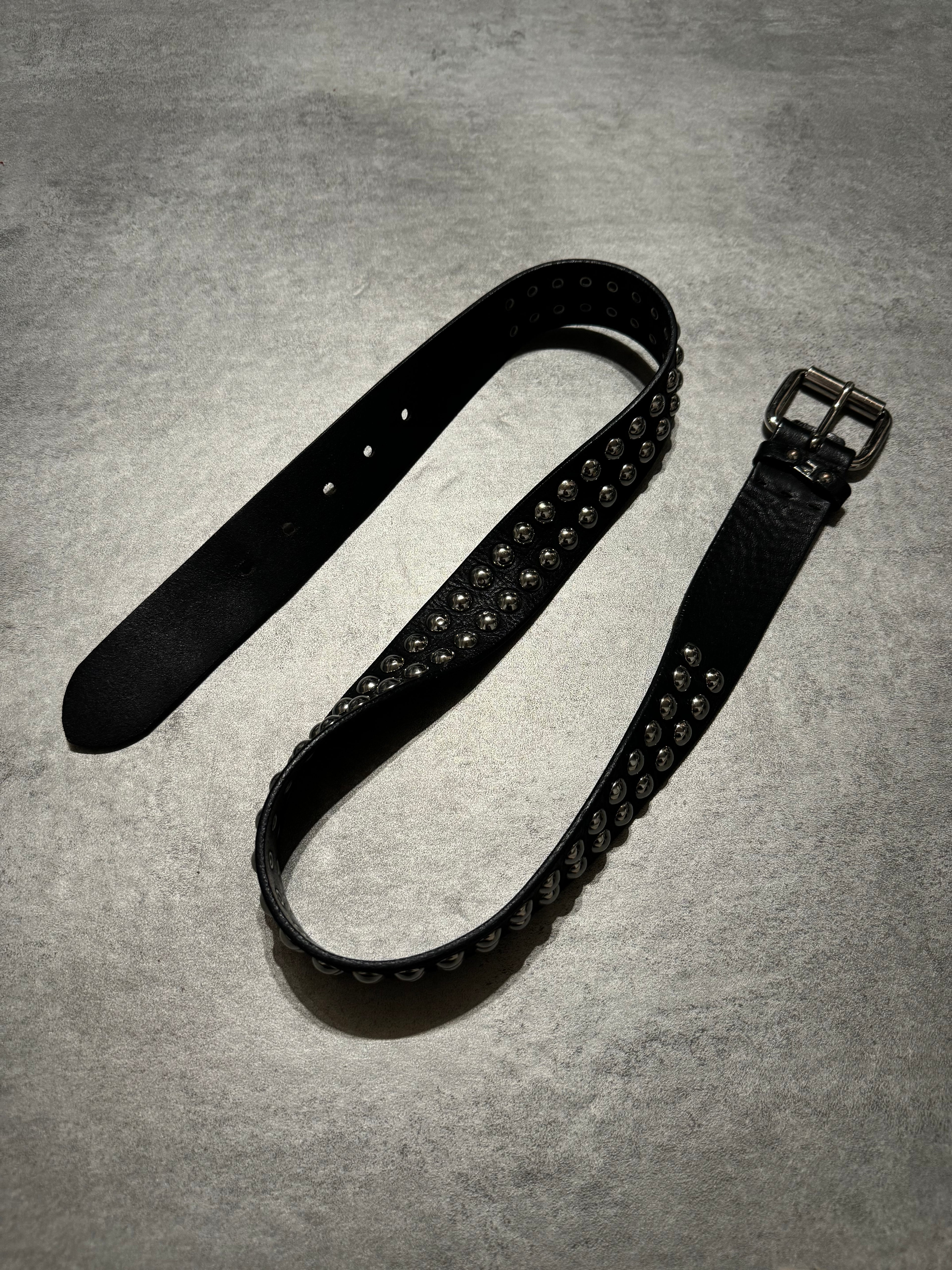 Armani Black Embellished Studded Leather Belt (OS) - 4