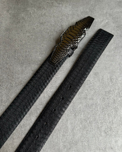 Roberto Cavalli Black Python Leather Artisanal Belt (OS) - 7