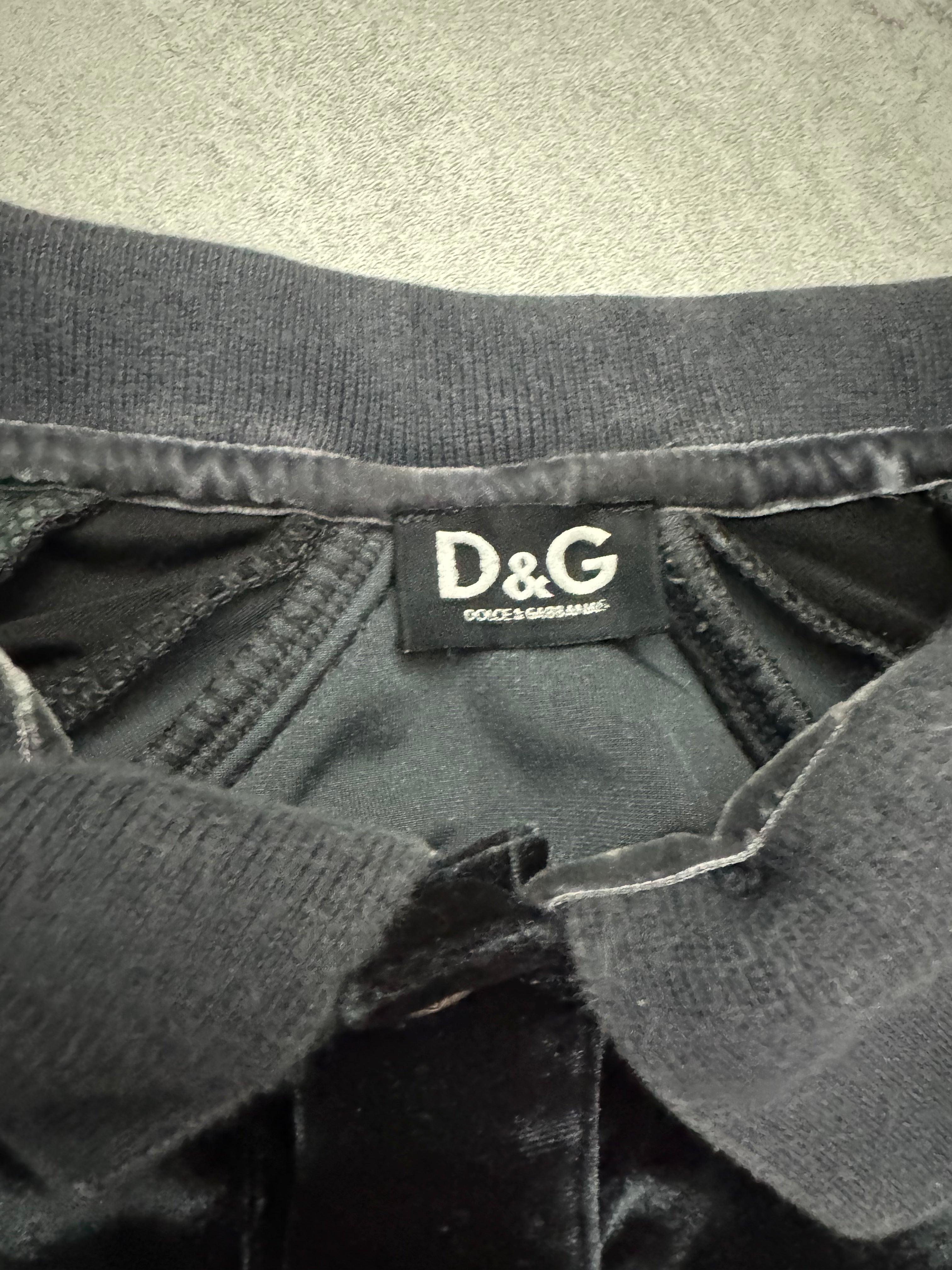 2000s Dolce & Gabbana Velvet Deep Green Polo Sweater (L) - 8