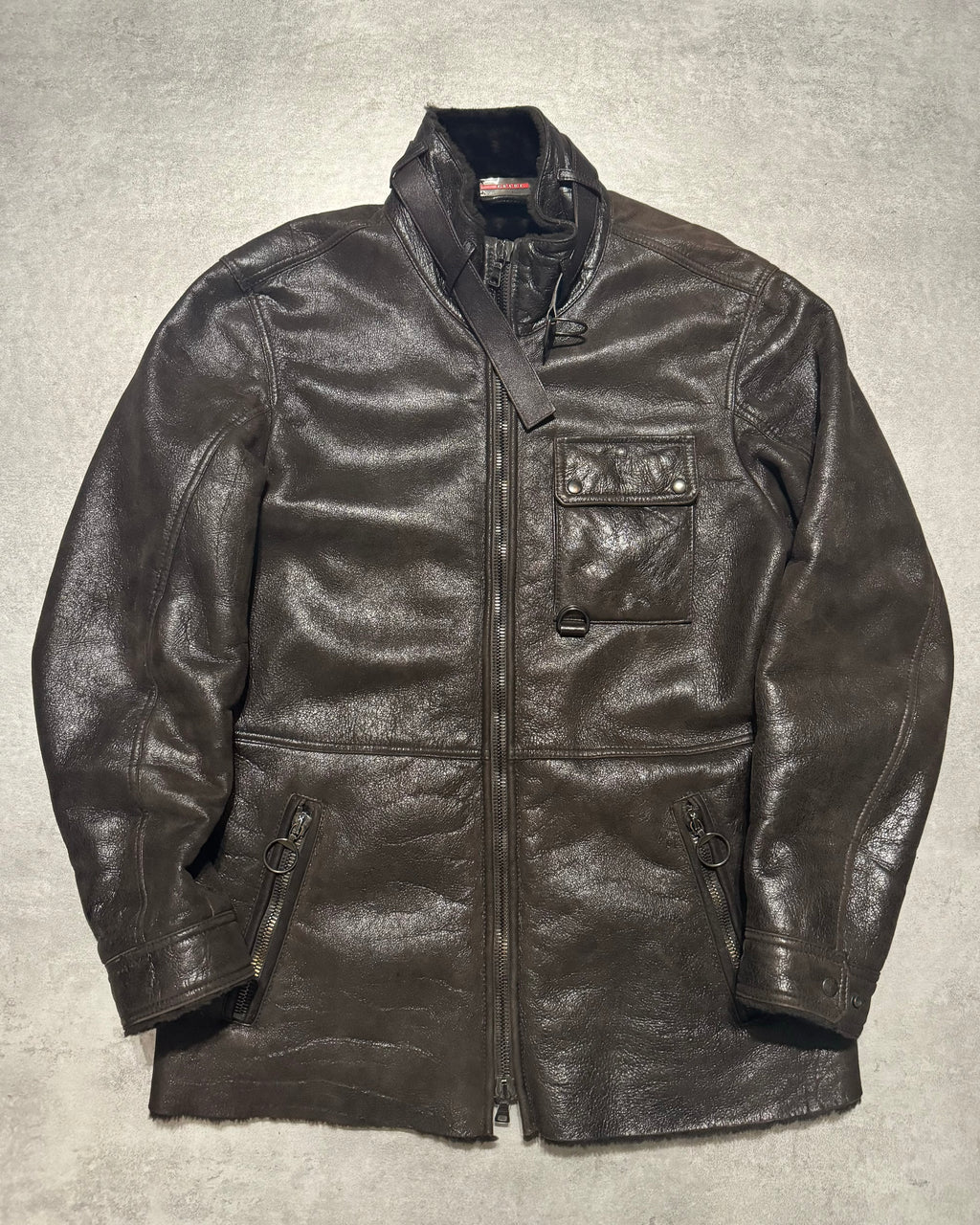 2000s Prada Imperialist Fur Brown Leather Jacket (M) - 1