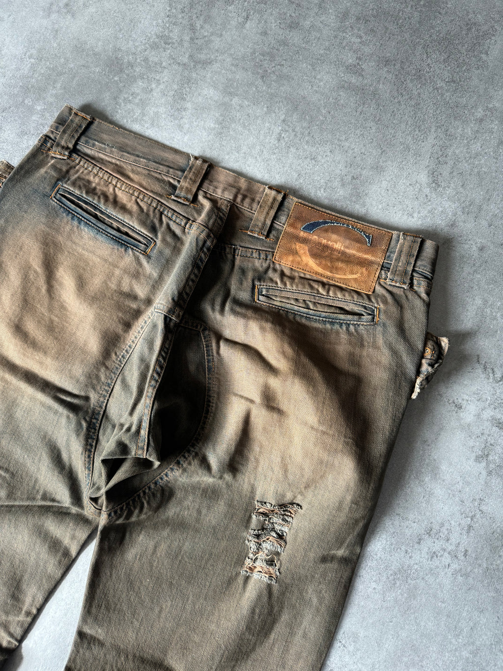 SS2005 Cavalli Faded Blue Hysteric Acid Distressed Straight Jeans  (L) - 4