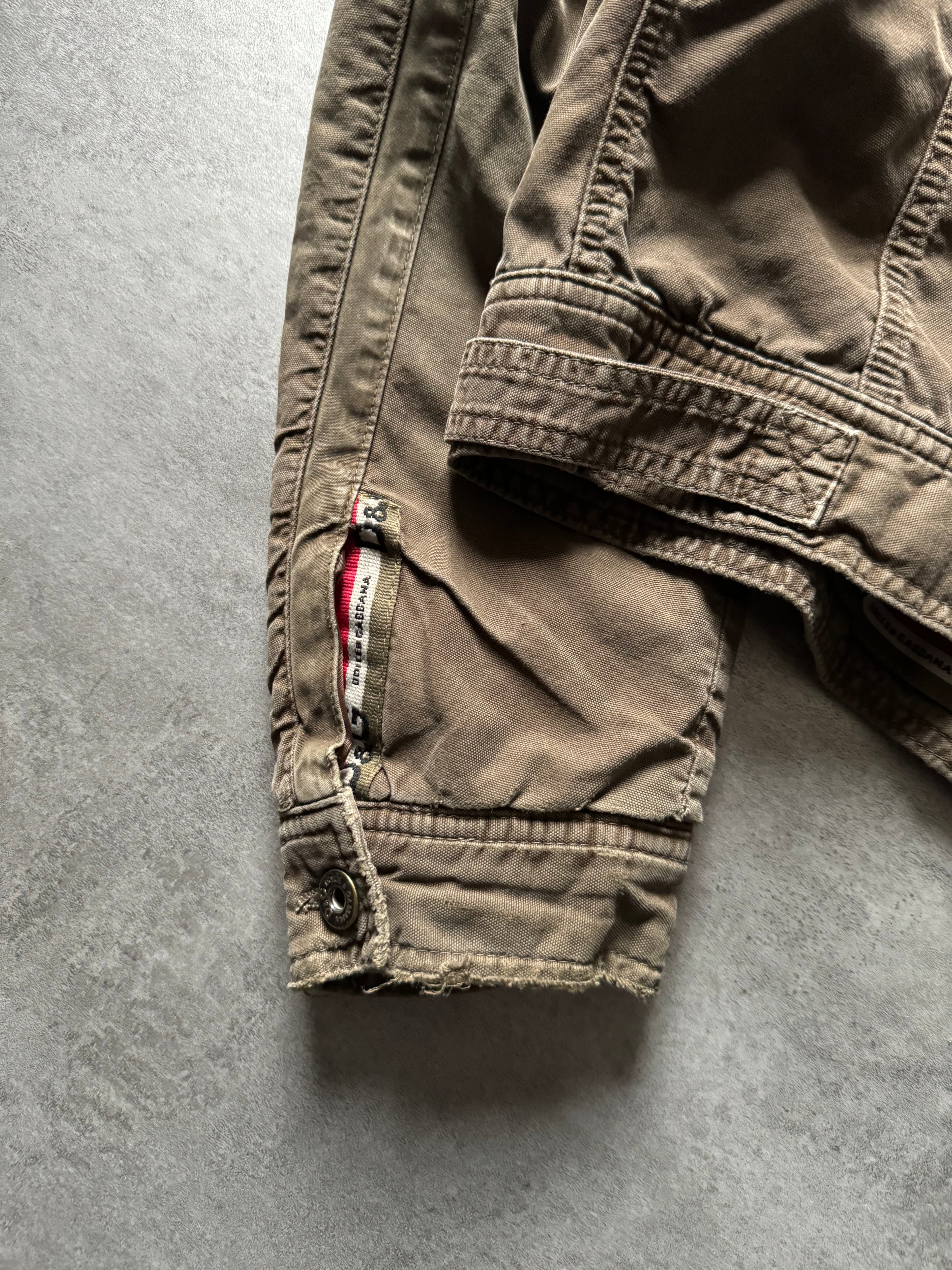 AW2004 Dolce & Gabbana Cargo Utility Olive Cropped Jacket (S) - 9