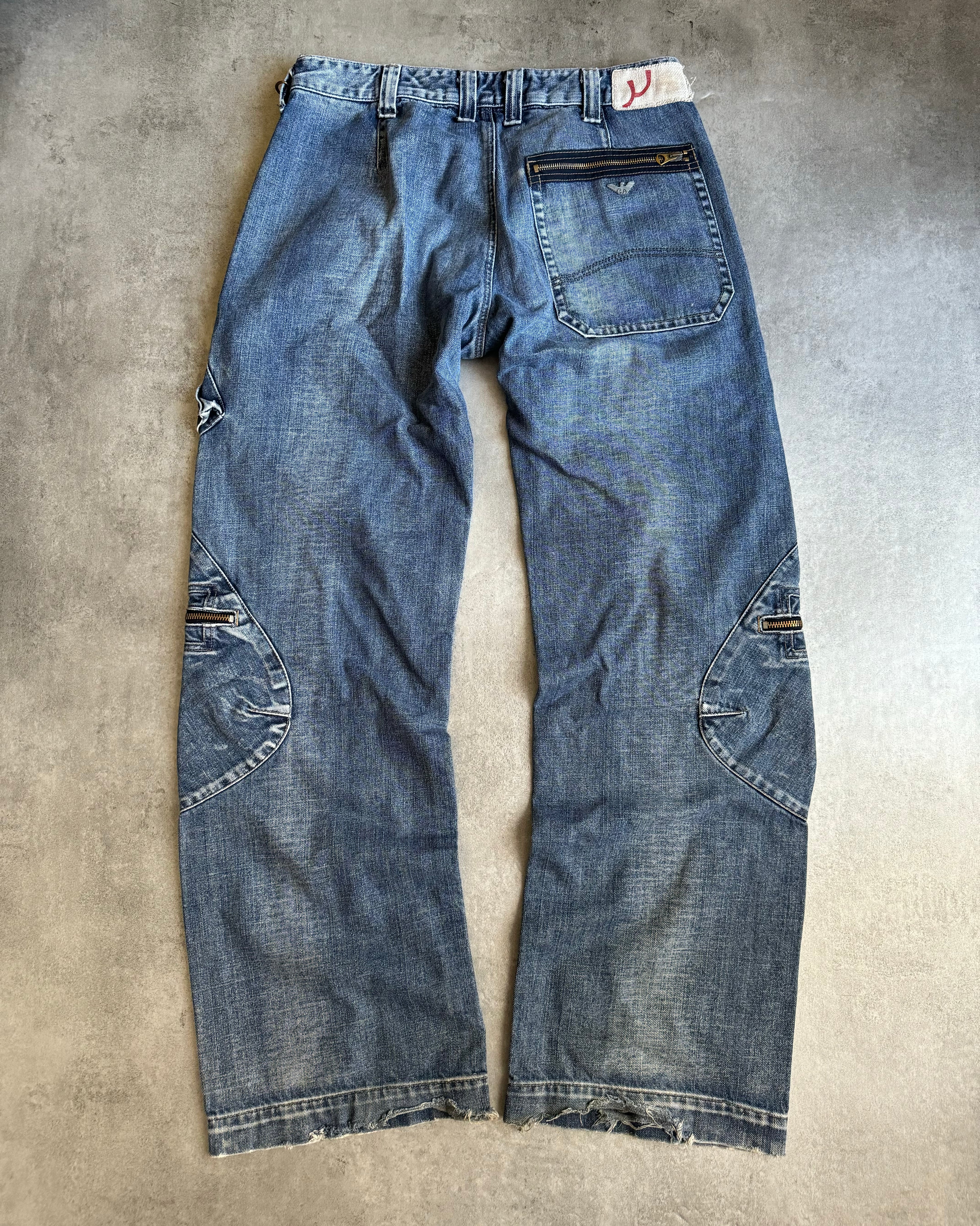 2000s Armani Cargo Double Knee Large Denim Jeans (M/L) - 2