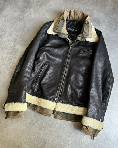 FW2005 Dolce & Gabbana Heavy Shearling Army Combat Jacket (L) - 12