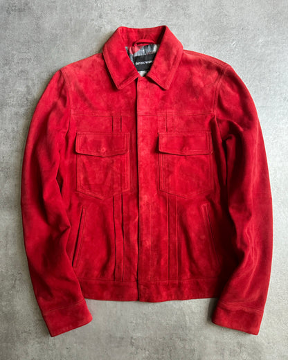 SS2017 Emporio Armani Red Suede Leather Jacket (M) - 1