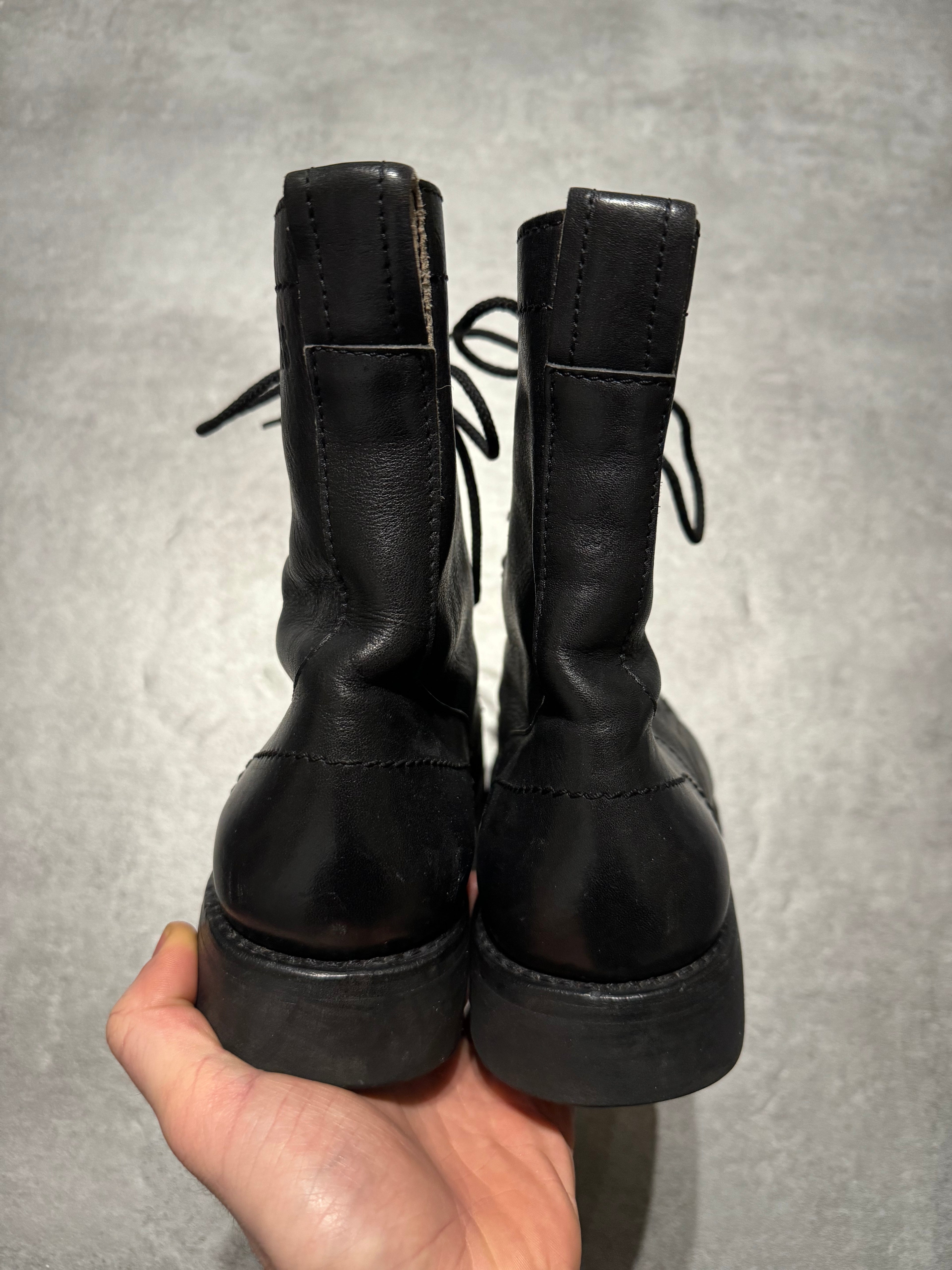 2000s Dirk Bikkembergs Black Combat Leather Boots (42) - 3