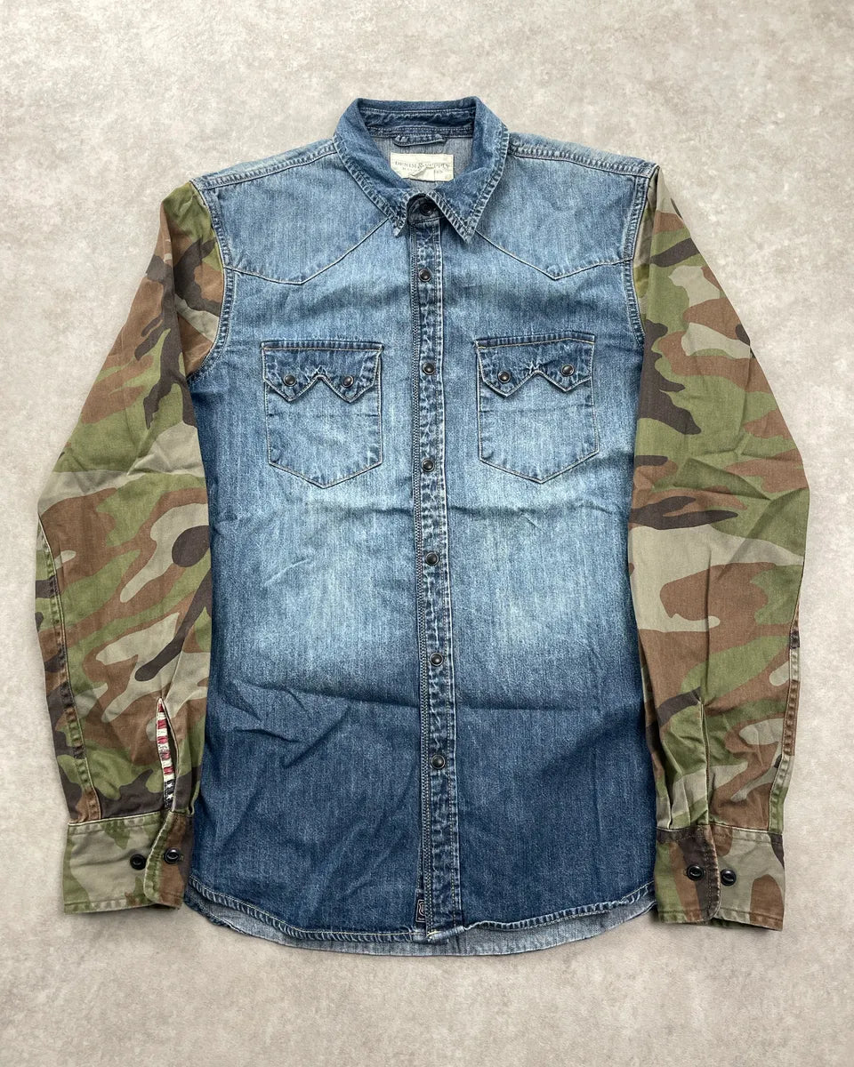 2010s Ralph Lauren Denim & Supply Blue Denim Camouflage Western Shirt uHaOvdzz 0