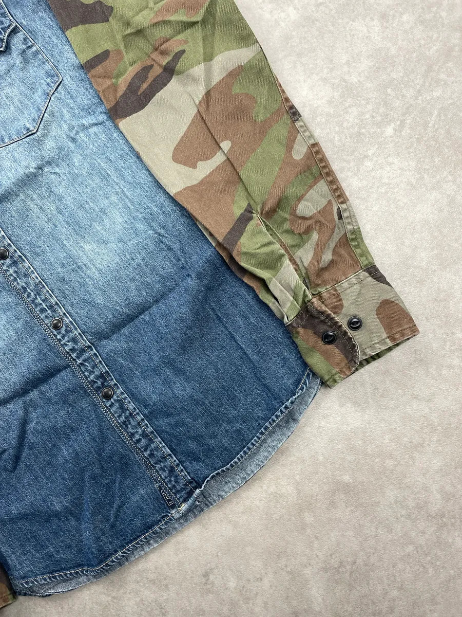 2010s Ralph Lauren Denim & Supply Blue Denim Camouflage Western Shirt uHaOvdzz 5