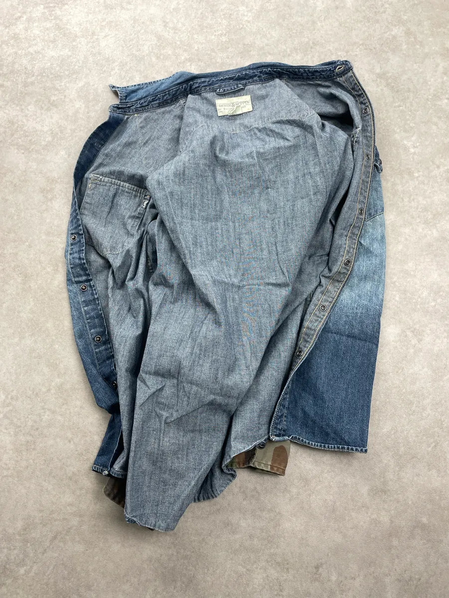 2010s Ralph Lauren Denim & Supply Blue Denim Camouflage Western Shirt uHaOvdzz 6
