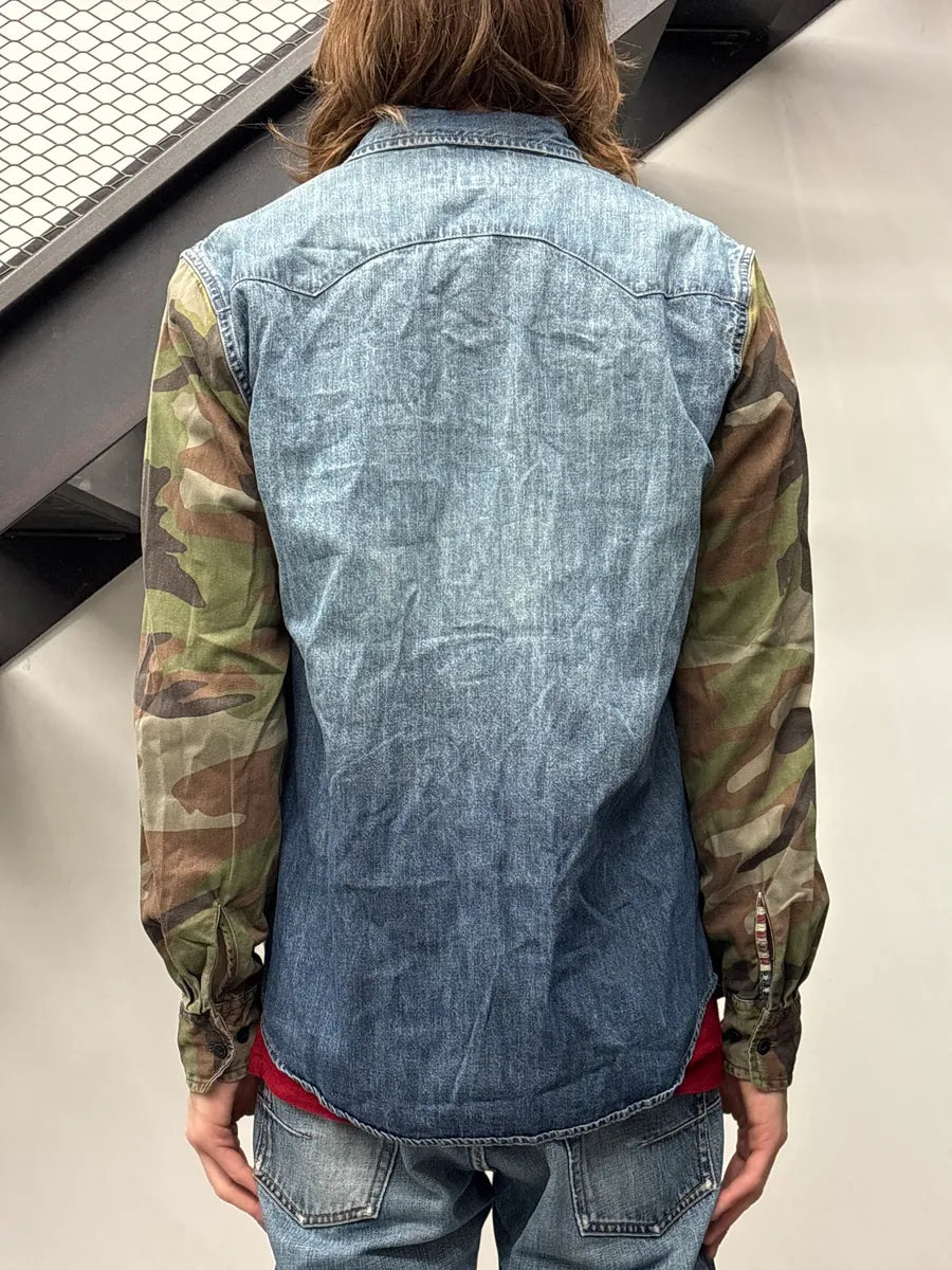 2010s Ralph Lauren Denim & Supply Blue Denim Camouflage Western Shirt uHaOvdzz 2