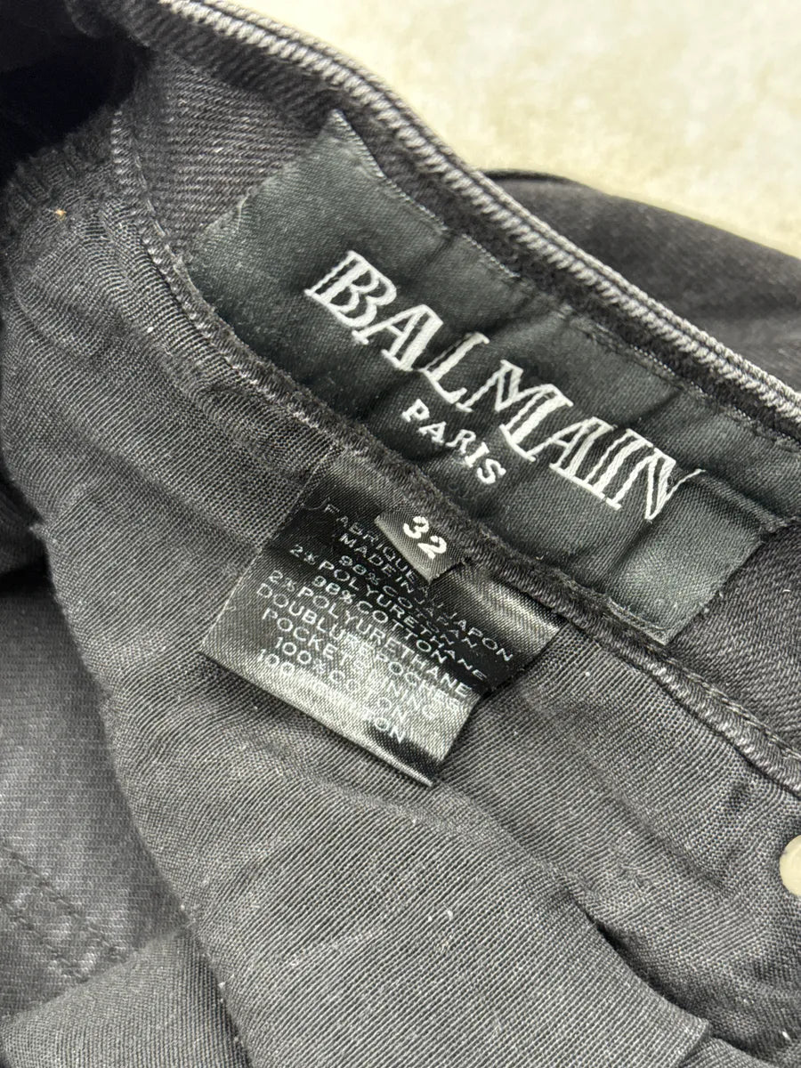 SS2015 Balmain Black Denim Side Stripe Biker Jeans uIfQJQBe 11