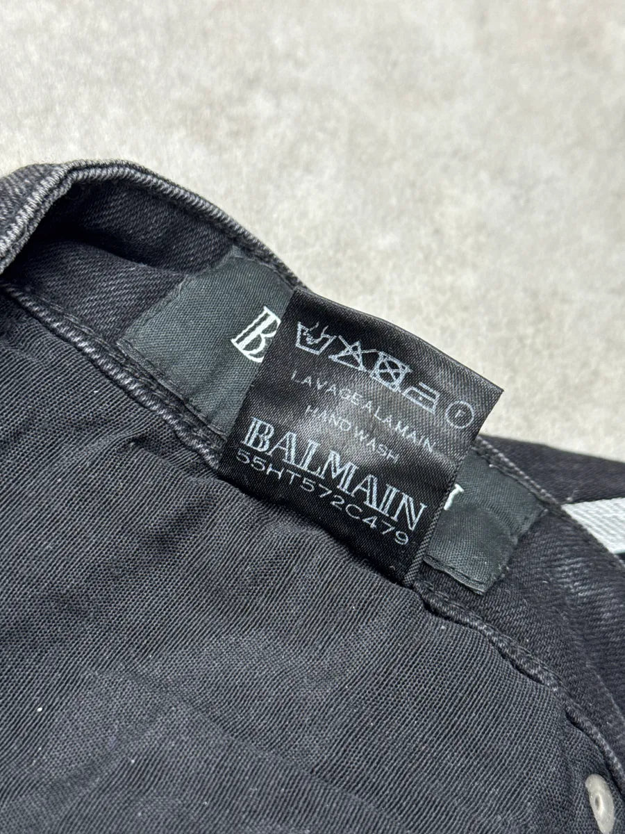 SS2015 Balmain Black Denim Side Stripe Biker Jeans uIfQJQBe 12
