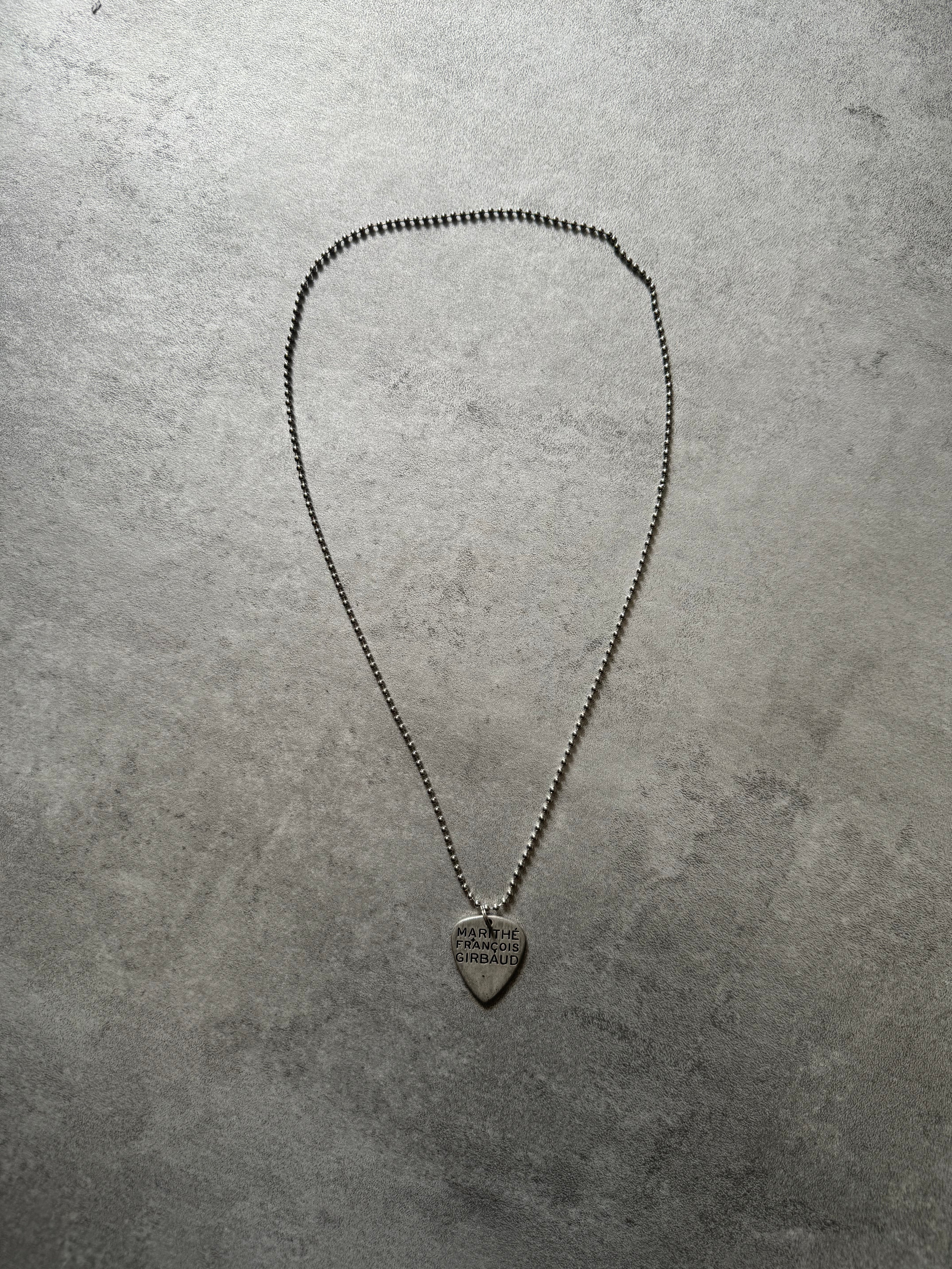2000s Marithé + François Girbaud Guitar Pick Silver Necklace (OS) - 5