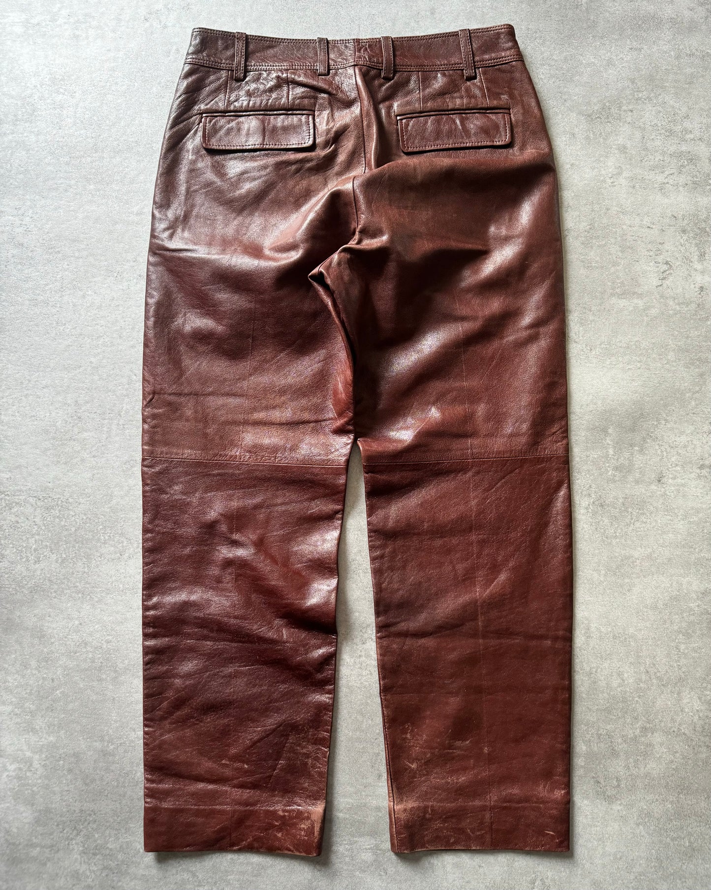 Dries Van Noten Brown Leather Pants  (M) - 7
