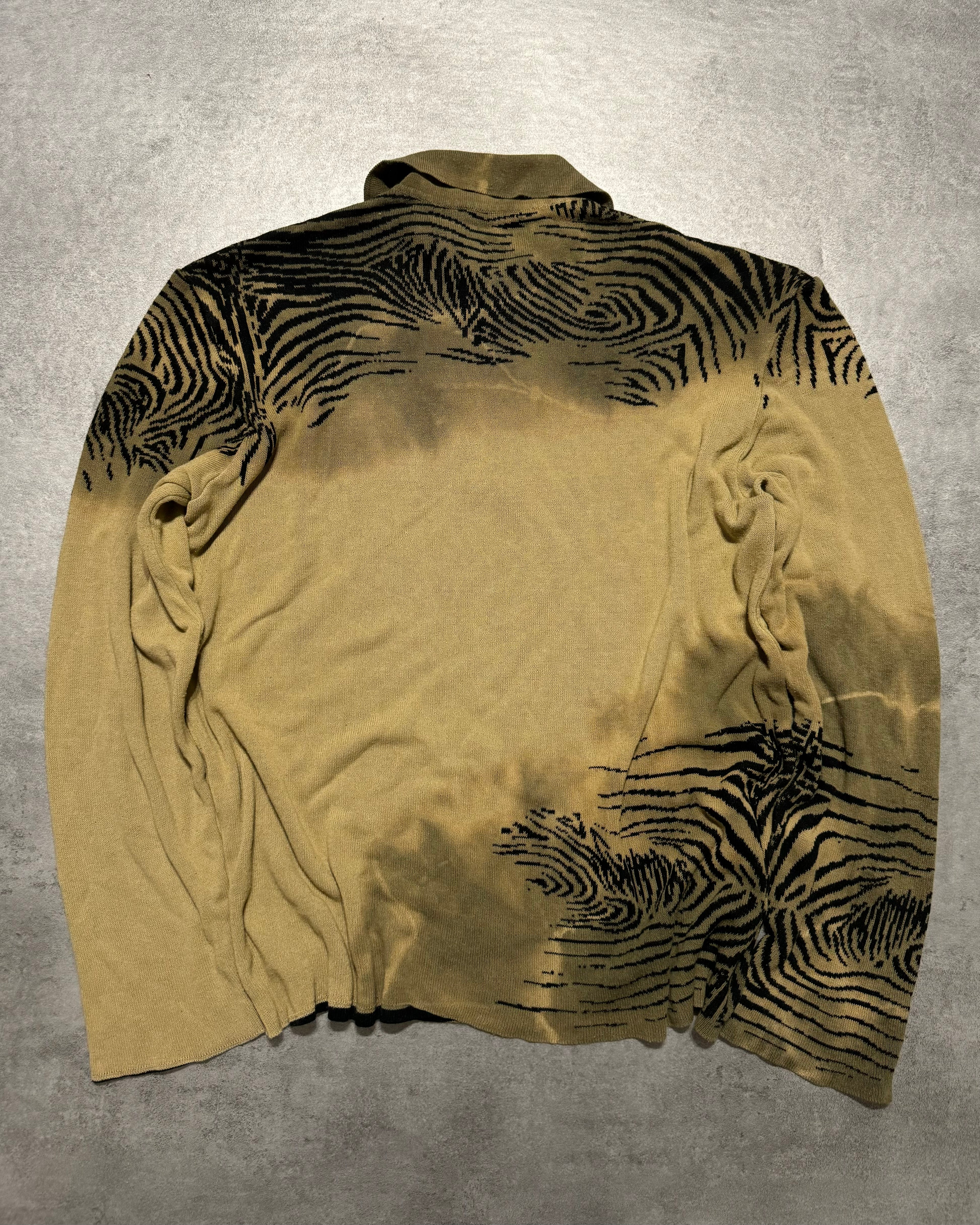 2000s Roberto Cavalli Zebra Desert Finger Print Polo Sweater (S) - 2