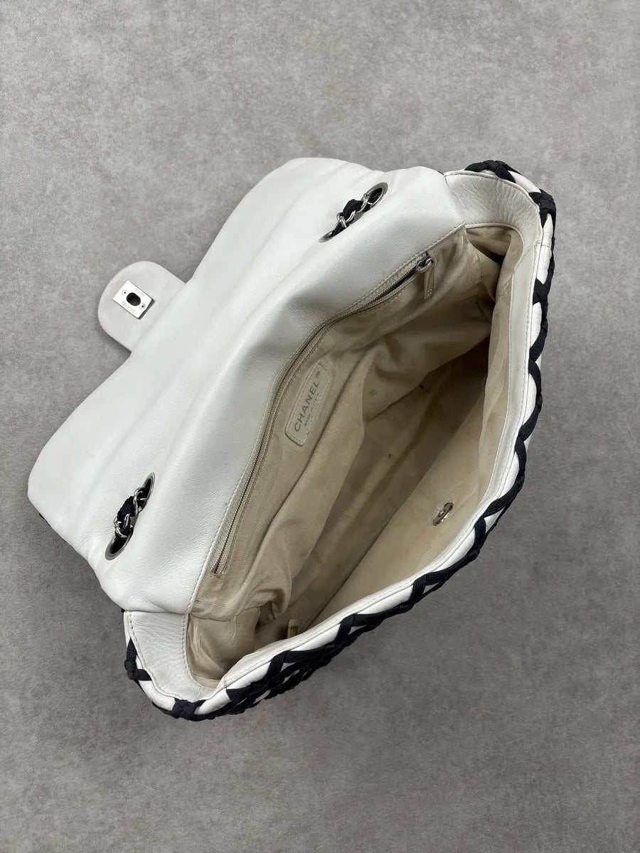 SS2011 Chanel Cruise White Fishet Canebiers Overlay Leather Bag uQkYvwAM 7