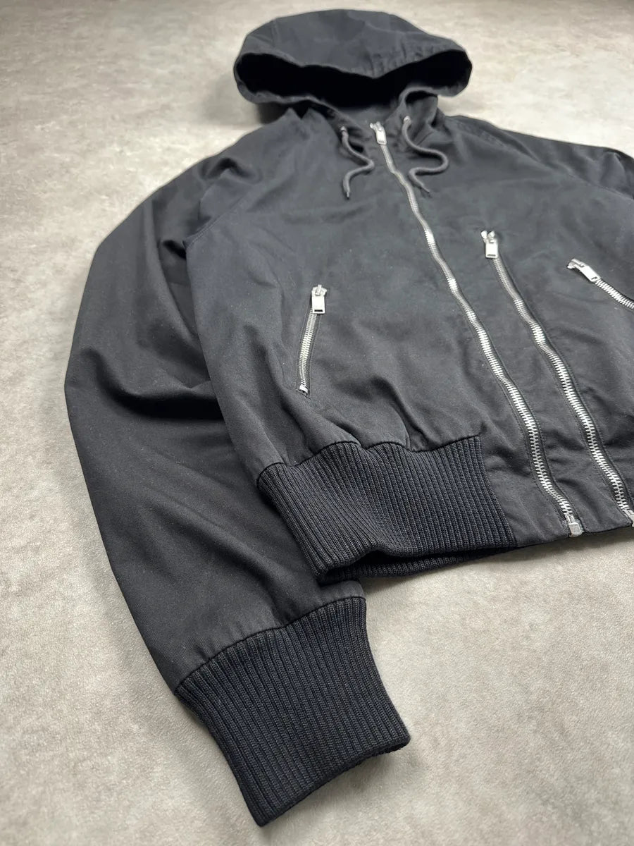 AW2013 Saint Laurent Paris Black Hooded Zip Bomber Jacket by Hedi Slimane uQzfmBdp 4