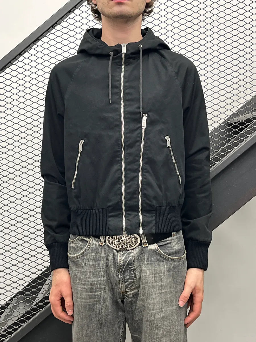 AW2013 Saint Laurent Paris Black Hooded Zip Bomber Jacket by Hedi Slimane uQzfmBdp 0