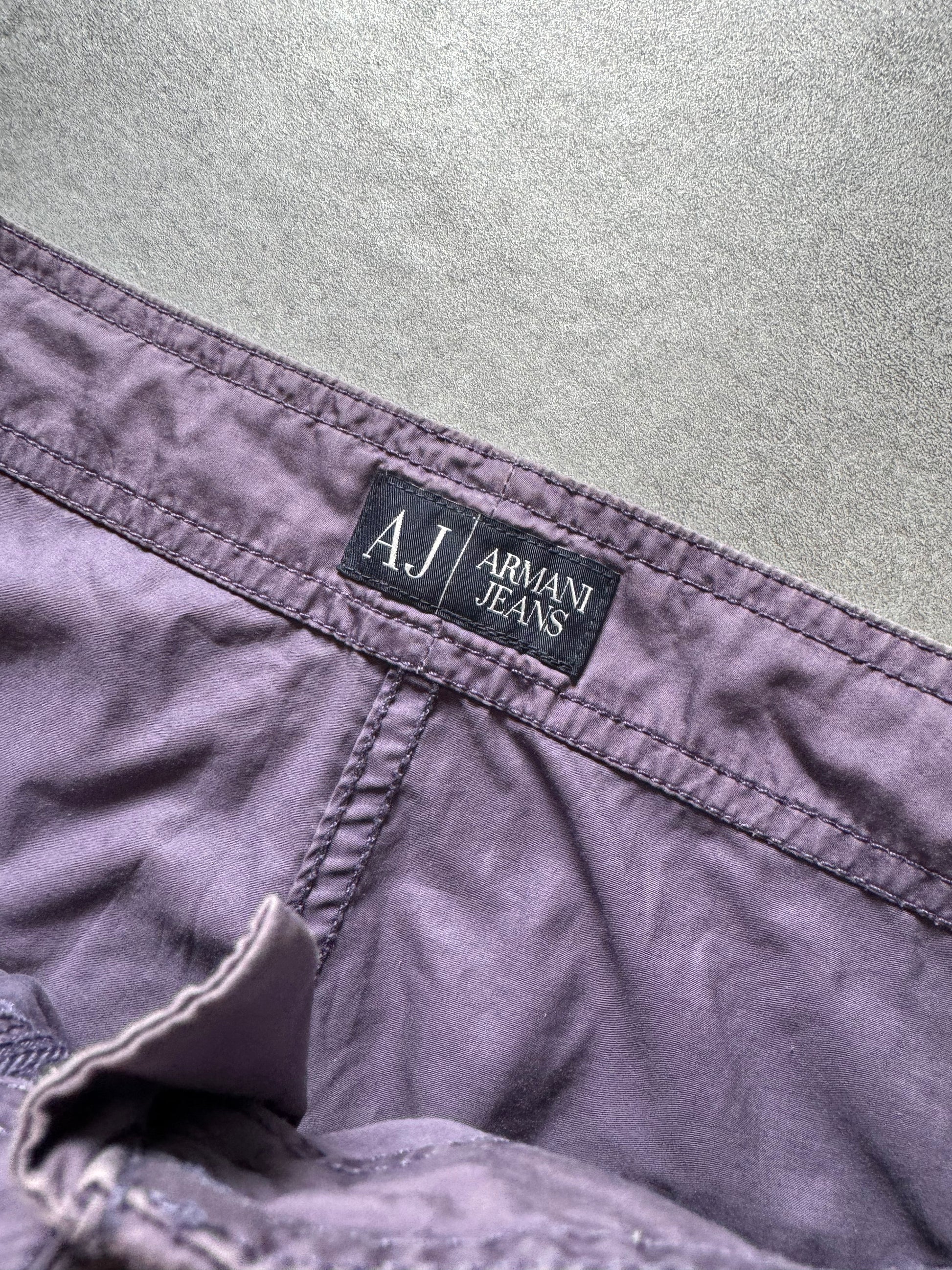 2000s Armani Purple Relaxed Cargo Pants (L) - 8