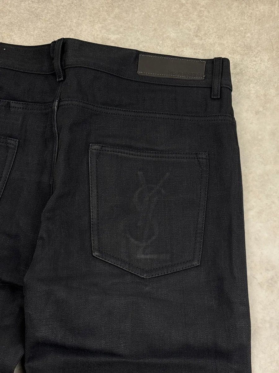 AW2011 Yves Saint Laurent Black Denim Logo Sample Jeans uXlEGtPe 9
