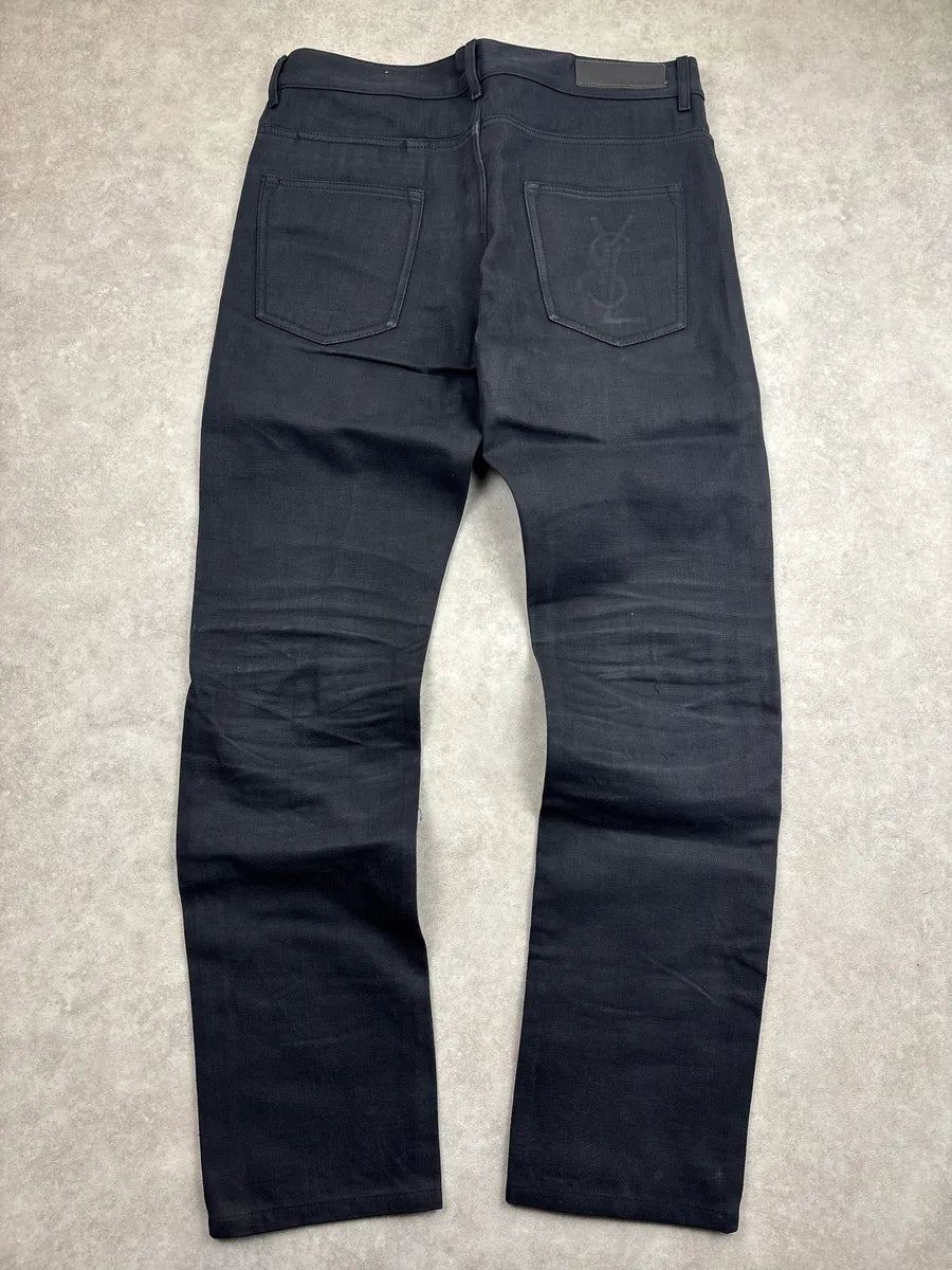 AW2011 Yves Saint Laurent Black Denim Logo Sample Jeans uXlEGtPe 4