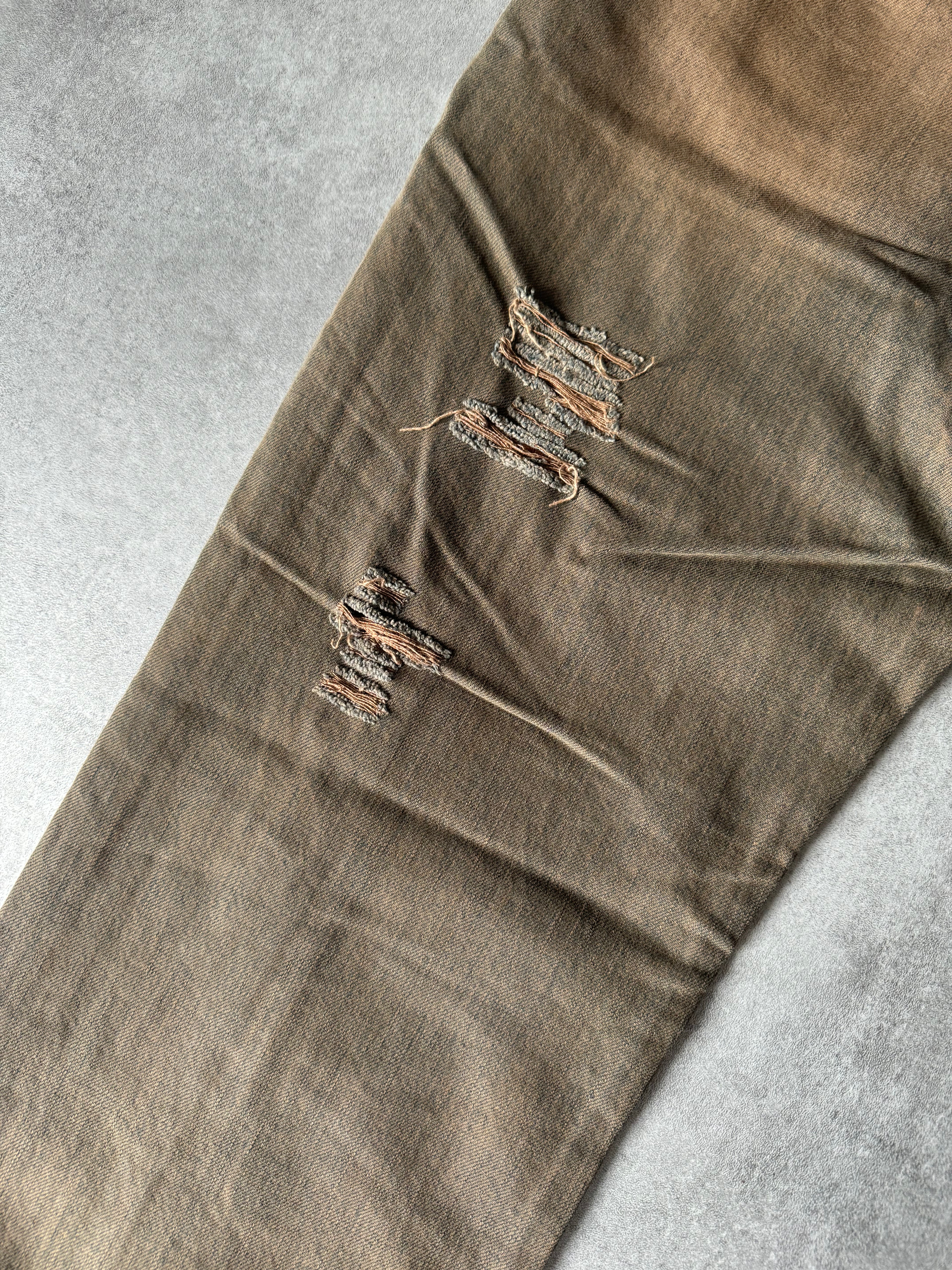 SS2005 Cavalli Faded Blue Hysteric Acid Distressed Straight Jeans  (L) - 3