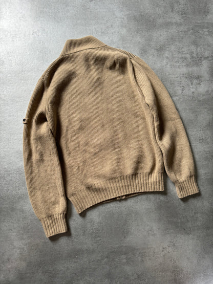 SS2018 Prada Camel Full Zip Wool Minimalist Sweater (L) - 1