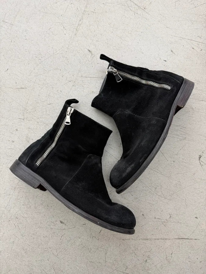 Uber Alles Black Eroded Suede Leather Side Zips Boots  SwOSqyi 1