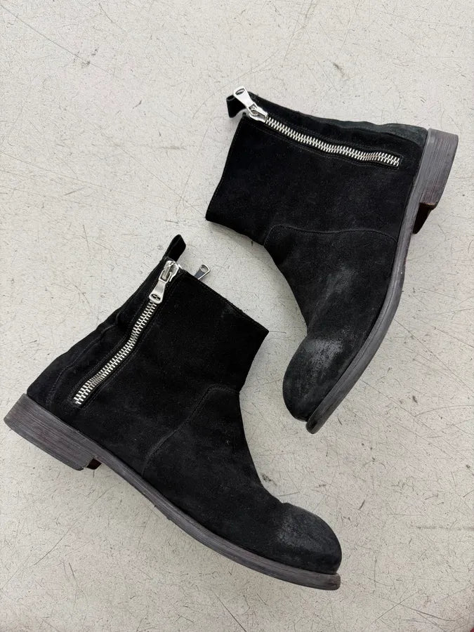 Uber Alles Black Eroded Suede Leather Side Zips Boots  SwOSqyi 3