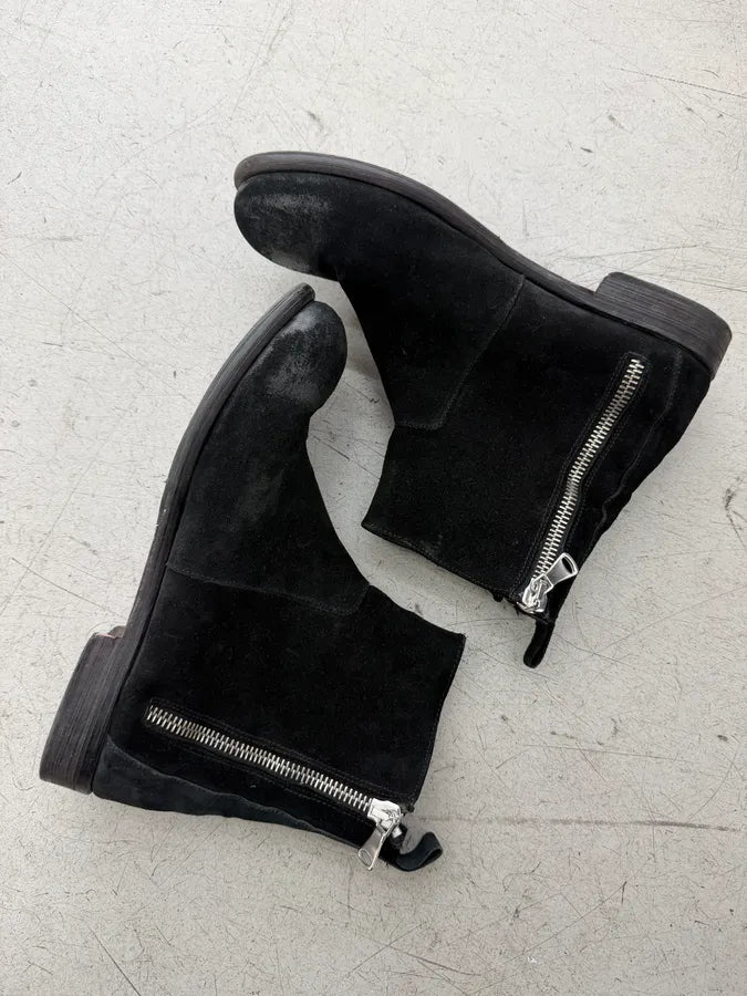 Uber Alles Black Eroded Suede Leather Side Zips Boots  SwOSqyi 5