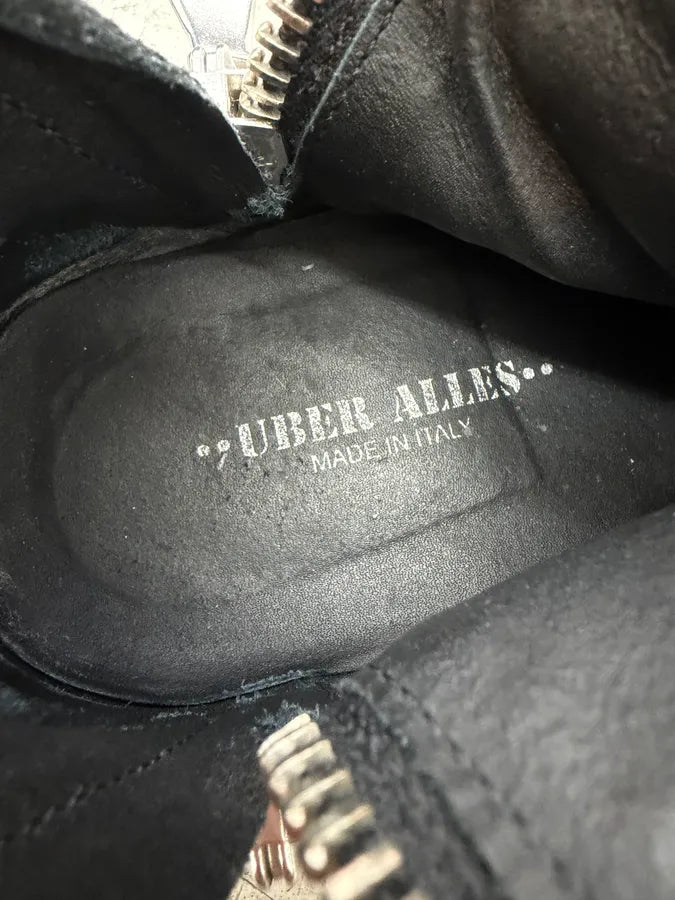 Uber Alles Black Eroded Suede Leather Side Zips Boots  SwOSqyi 7