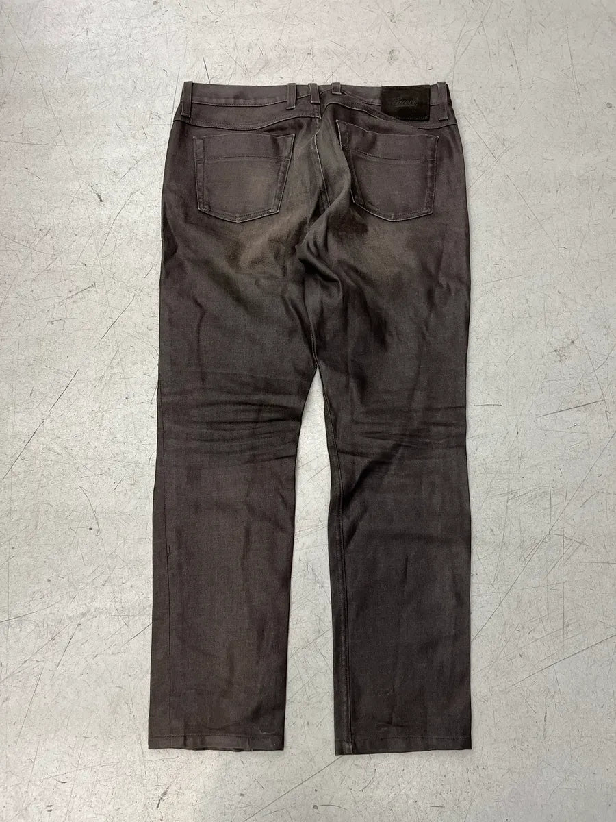 Gucci Brown Faded Skinny Denim Jeans ucRcVsnR 1