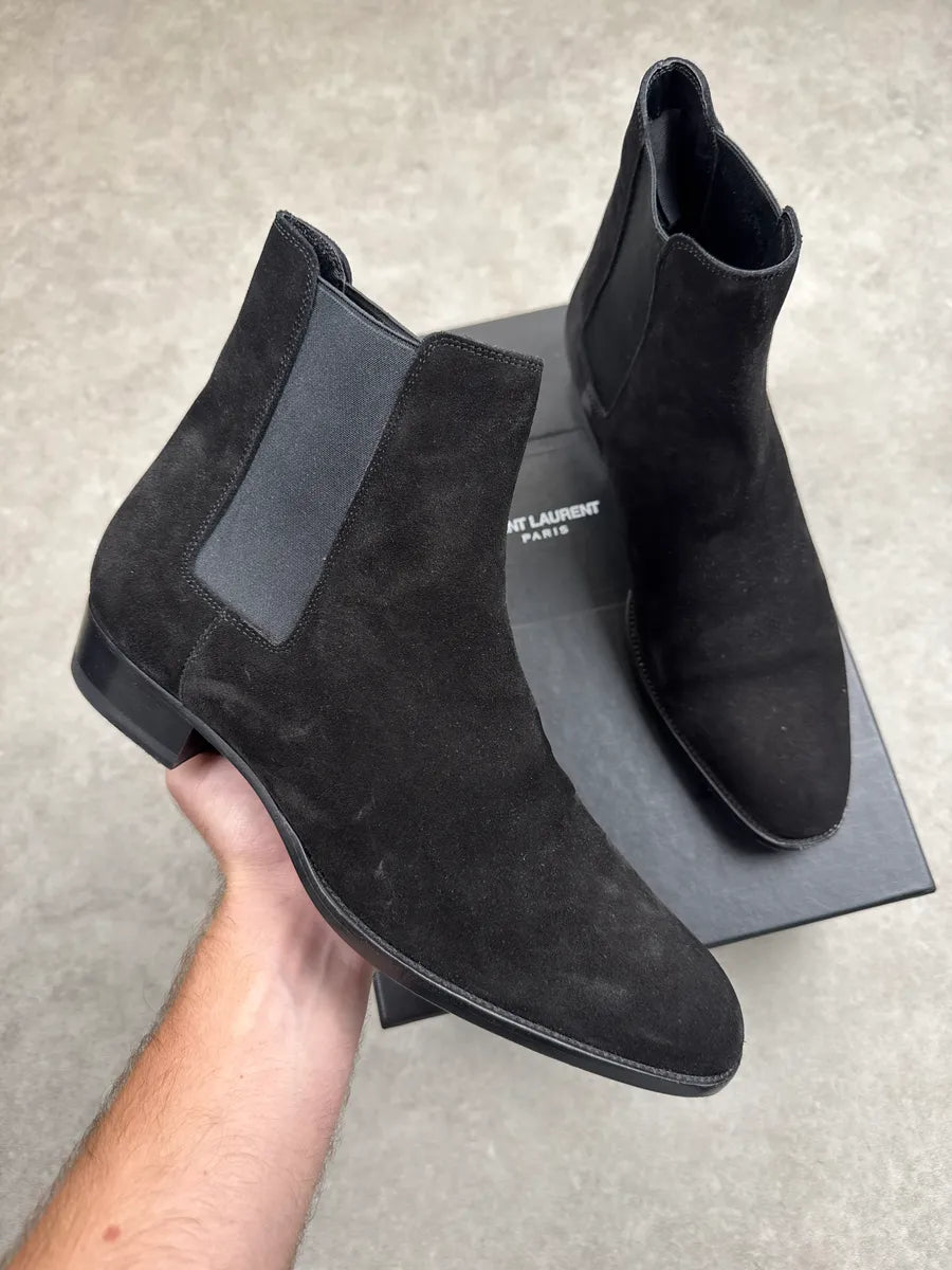 2010s Saint Laurent Paris Black Suede Chelsea Boots udorQZvv 0