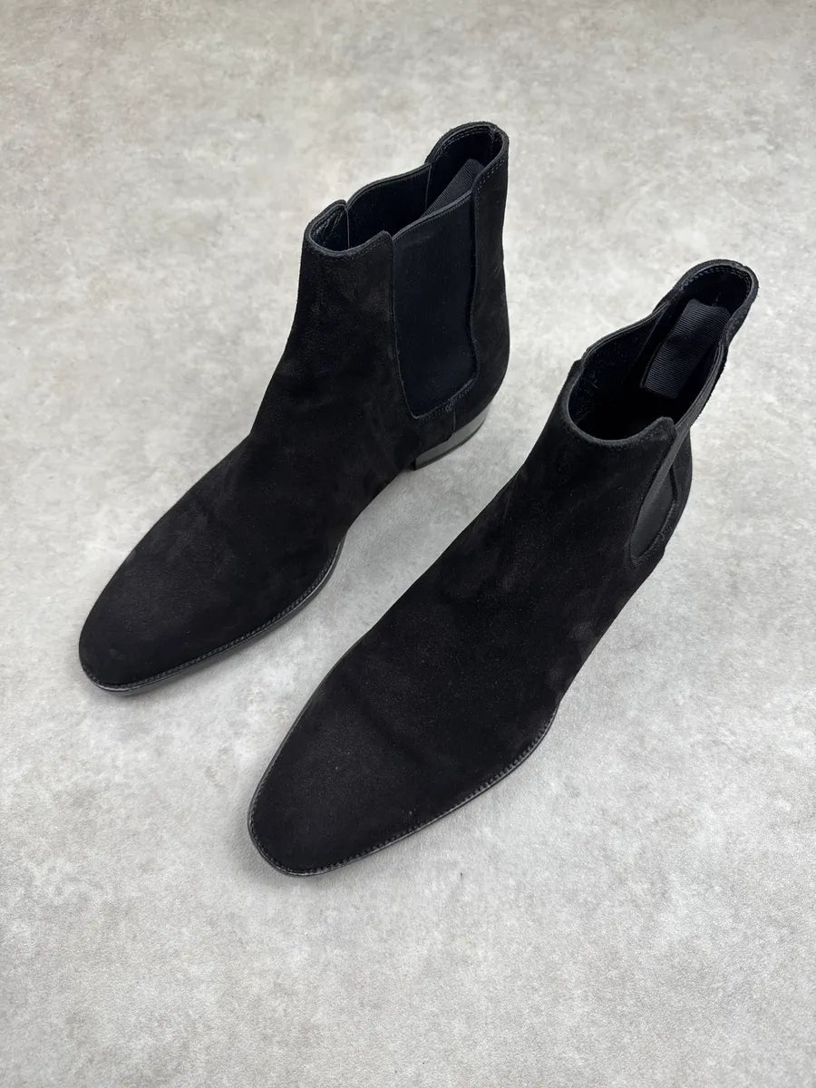 2010s Saint Laurent Paris Black Suede Chelsea Boots udorQZvv 4