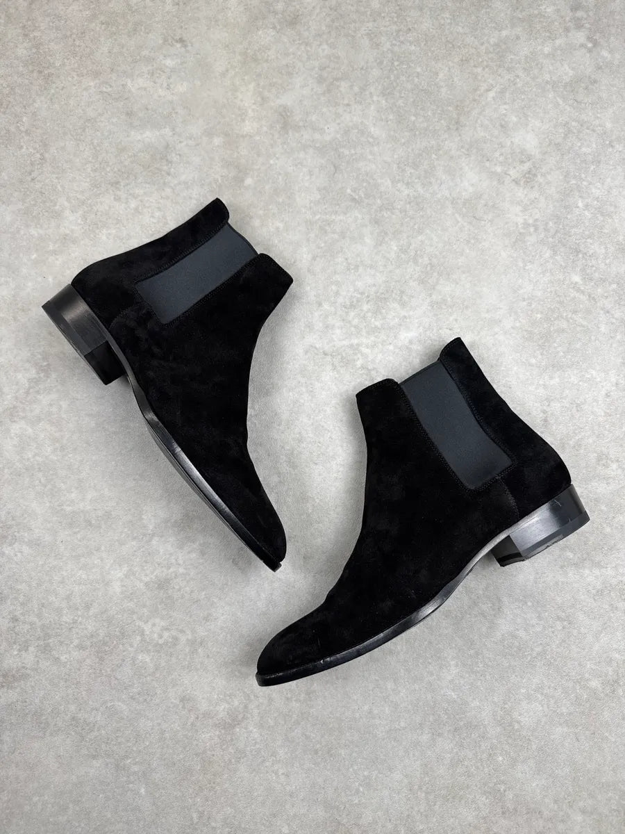 2010s Saint Laurent Paris Black Suede Chelsea Boots udorQZvv 2
