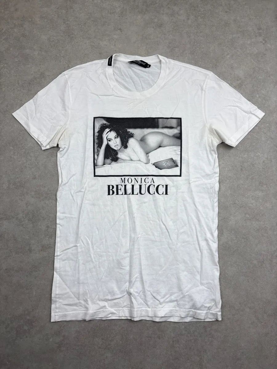 2000s Dolce & Gabbana White Monica Bellucci Portrait T-Shirt ufzagiQO 0