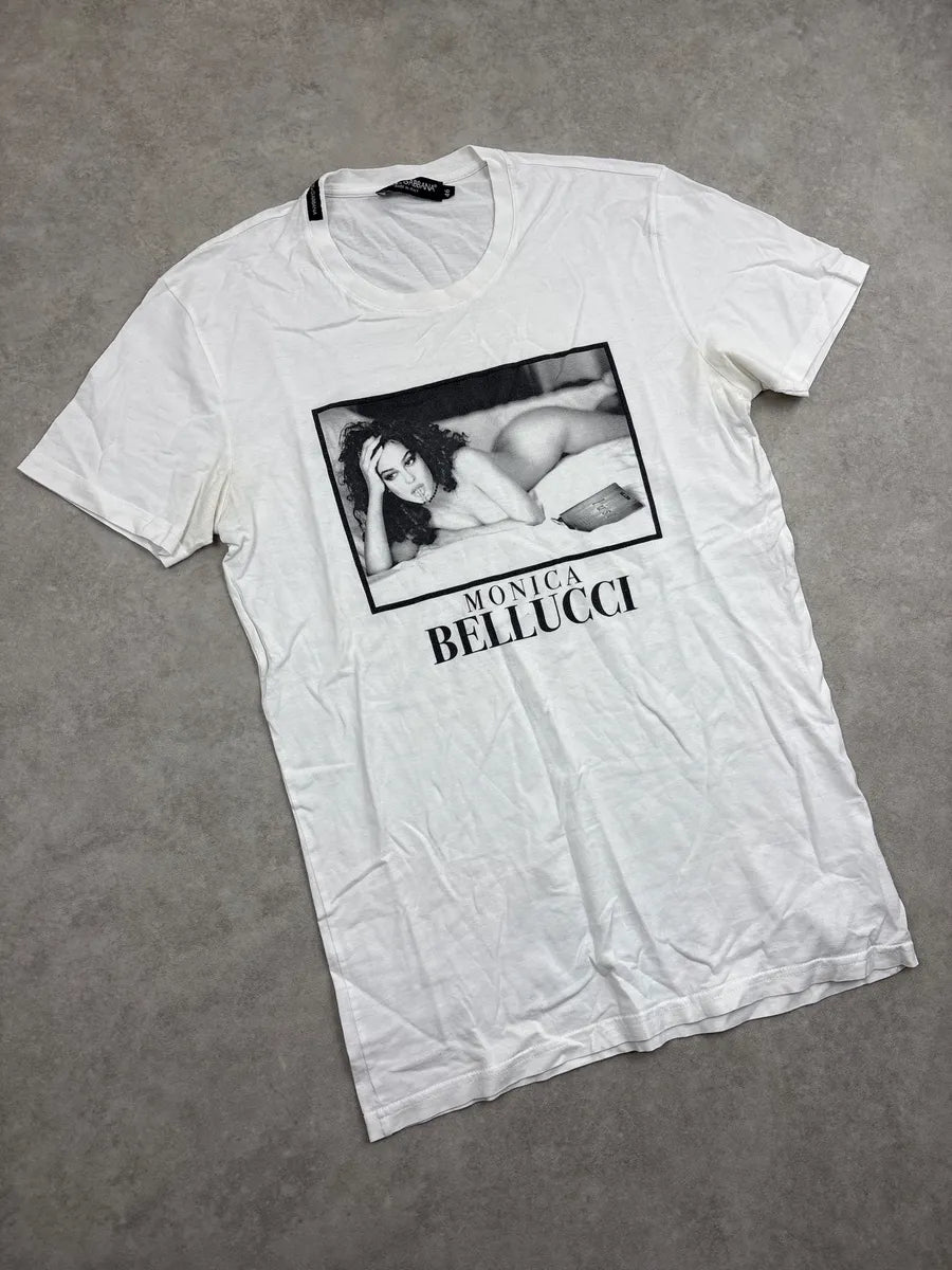 2000s Dolce & Gabbana White Monica Bellucci Portrait T-Shirt ufzagiQO 3