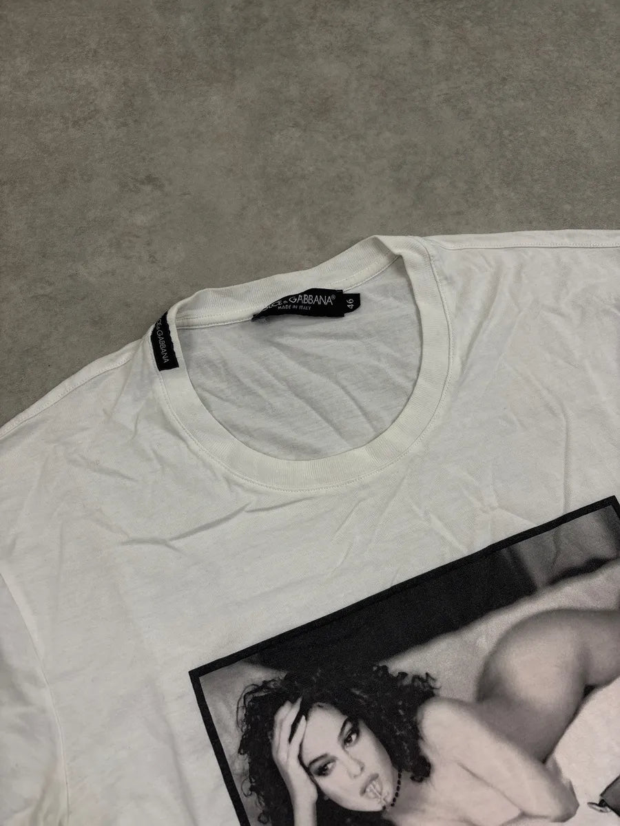 2000s Dolce & Gabbana White Monica Bellucci Portrait T-Shirt ufzagiQO 4
