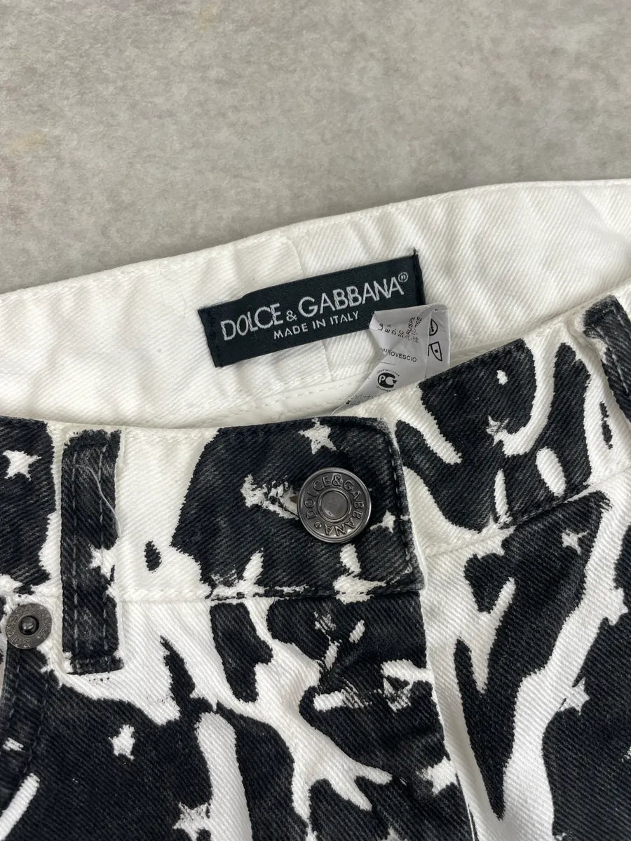 AW2011 Dolce & Gabbana Black Denim Star Print Flared Jeans ugrXNDtV 13