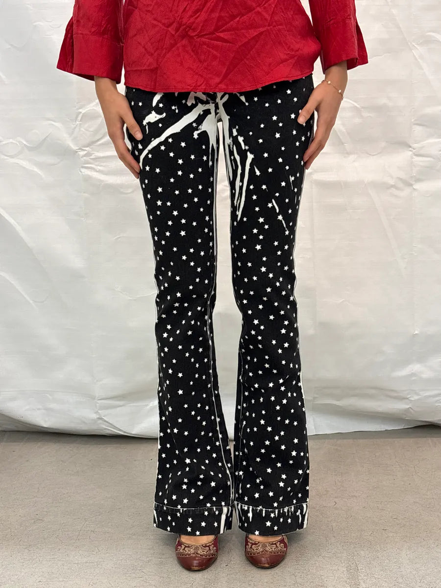 AW2011 Dolce & Gabbana Black Denim Star Print Flared Jeans ugrXNDtV 1